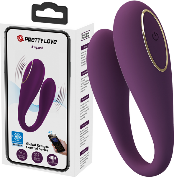 Pretty Love August, Bluetooth Smart phone C Shaped Vibrator - Purple