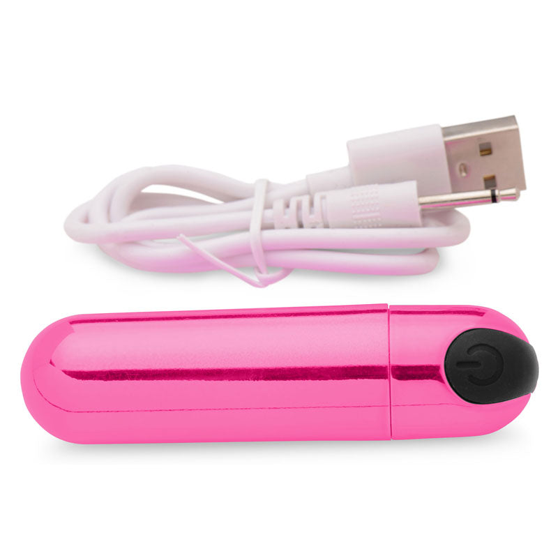 Bang! 10X Vibrating Metallic Bullet - Pink USB Rechargeable Bullet