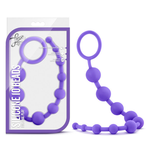 Luxe - Silicone 10 Beads - Purple 31.75 cm (12.5'') Anal Beads