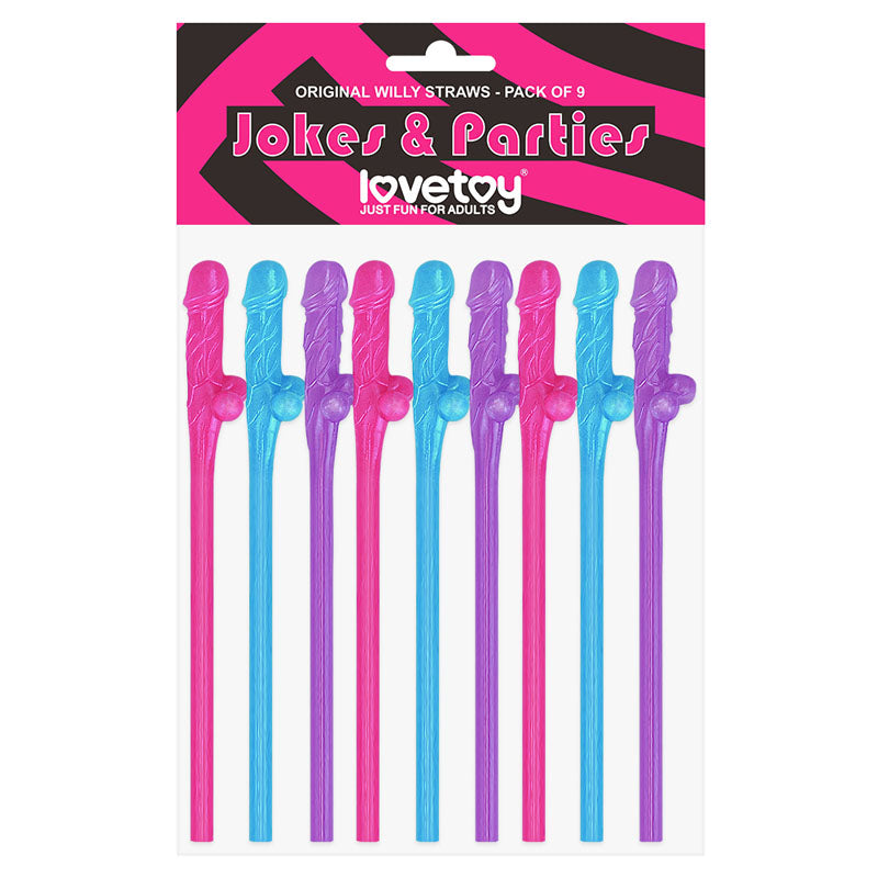 Jokes & Parties Original Willy Straws - Coloured Dicky Straws - Set of 9