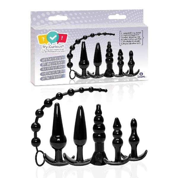 Try-Curious Anal Plug Kit - Black Anal Kit - Set of 6 A$40.68 Fast shipping