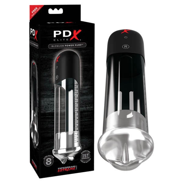 PDX Elite Blowjob Power Pump - Black Powered Penis Pump with Mouth Stroker
