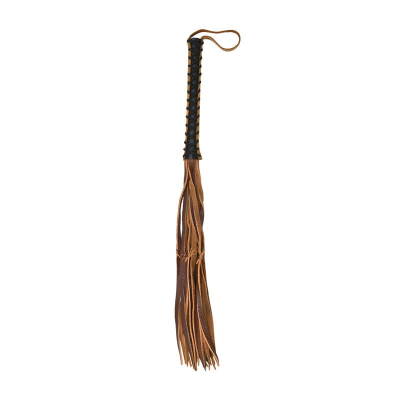 OUCH! Italian Leather 12 Stylish Tails & 12 Inch handle - Brown 84 cm Flogger