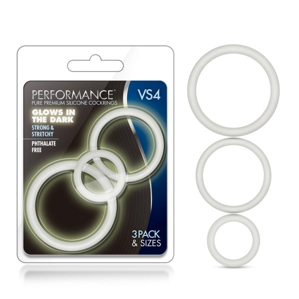 Performance VS4 Pure Premium Silicone Cockrings - Glow In The Dark Cock Rings -