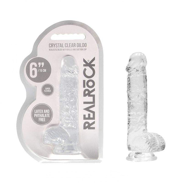 RealRock 6’’ Realistic Dildo With Balls - Clear 15.2 cm Dong A$26.63 Fast