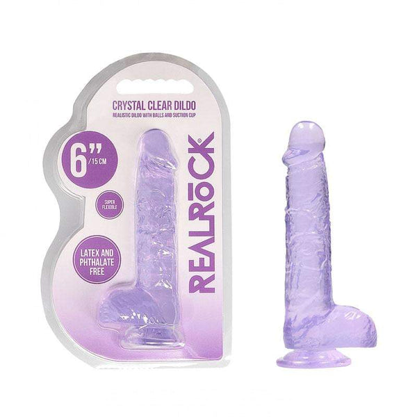 RealRock 6’’ Realistic Dildo With Balls - Purple 15.2 cm Dong A$26.63 Fast