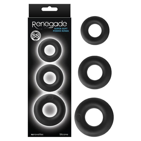 Renegade Super Soft Power Rings - Black Cock Rings - Set of 3 Sizes A$64.73 Fast