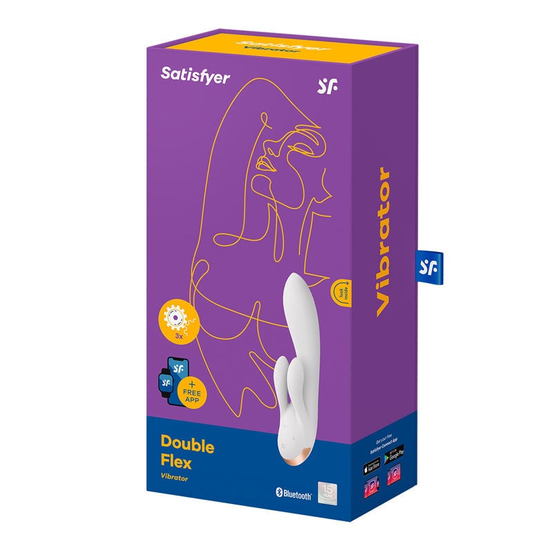 Satisfyer Double Flex - White USB Rechageable Rabbit Vibrator with App Control