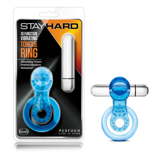 Stay Hard 10 Function Vibrating Tongue Ring Blue A$31.48 Fast shipping
