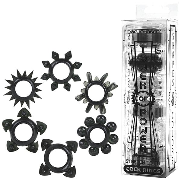 Tower of Power - Black Cock Rings - Set of 6 A$22.04 Fast shipping
