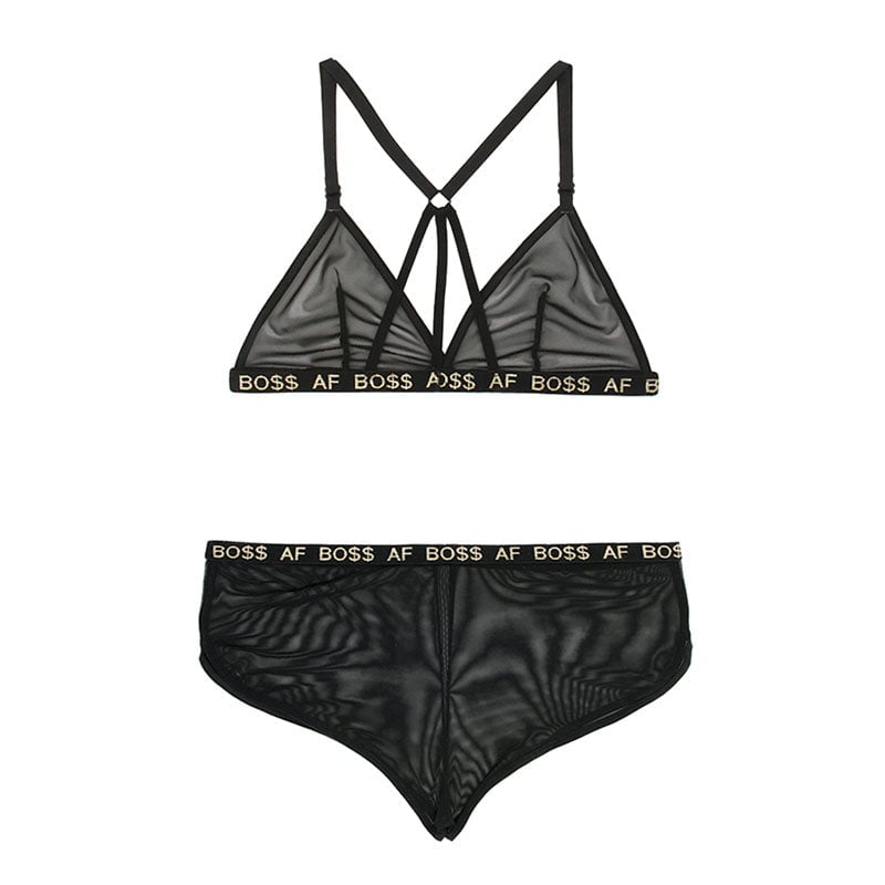 Vibes Boss AF Bralette & Retro Short - Black - S/M Size A$53.19 Fast shipping