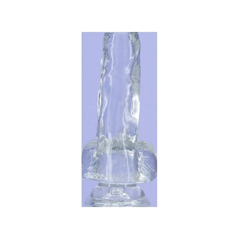 Crystal Dildo w Balls 8in Clear