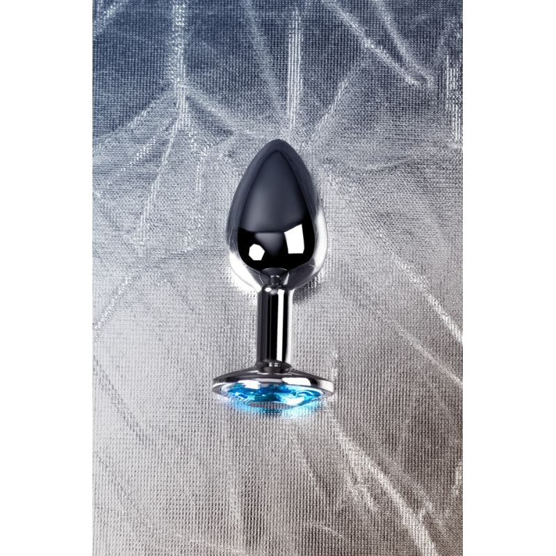 Silver Metal Anal Plug w Topaz Crystal Small