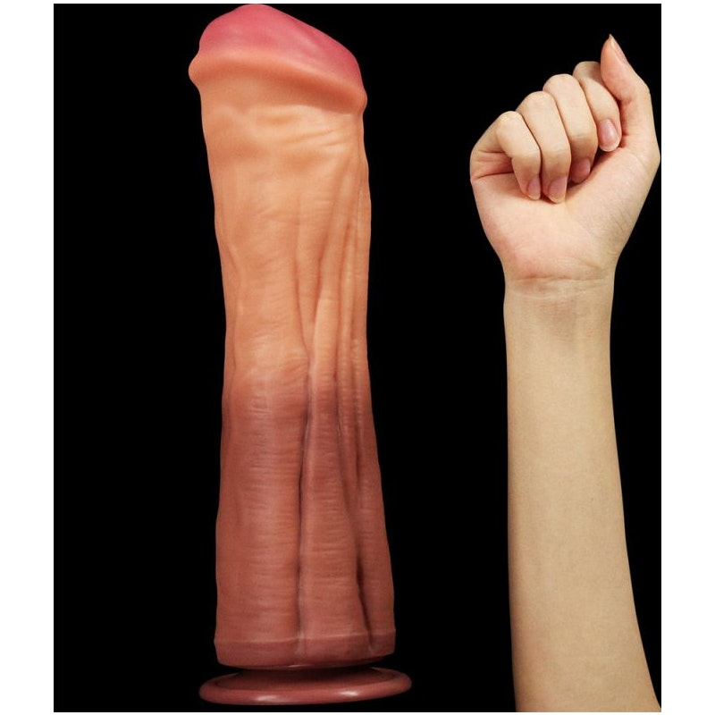 Dual layered Platinum Silicone Cock 12in