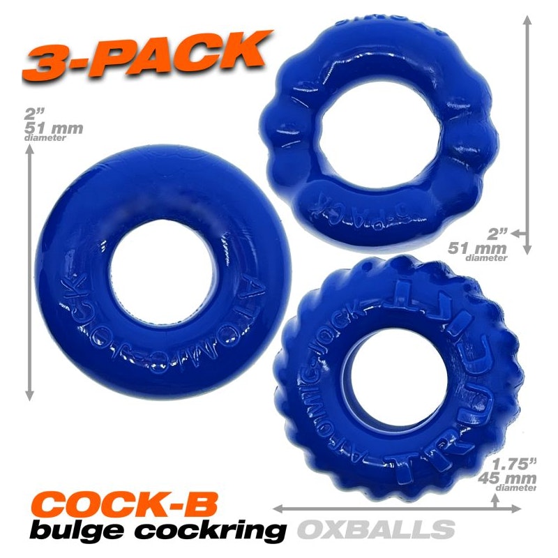 Bonemaker 3 Pc Cockring Set Pool Blue