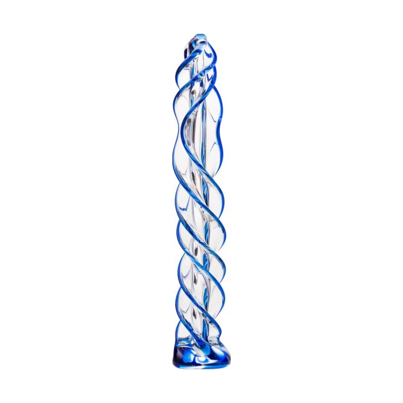 Sexus Glass Dildo Blue Helix 18.7cm