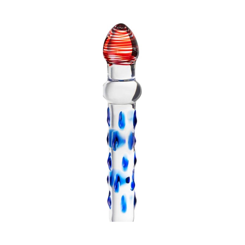 Sexus Glass Dildo Blue/Red 20 cm