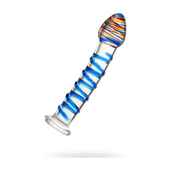 Sexus Glass Dildo Blue Swirls 18cm