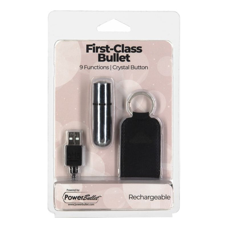 Power Bullet First Class Rechargeable Bulllet w Crystal Silver