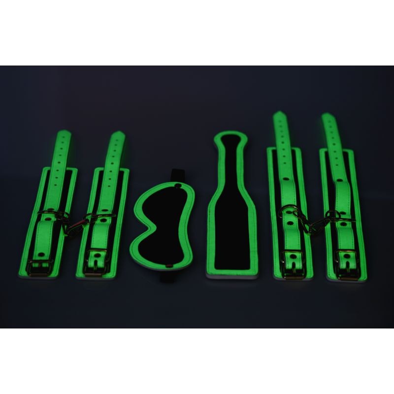 Kink In the Dark Glowing Bondage Set Flouro Green