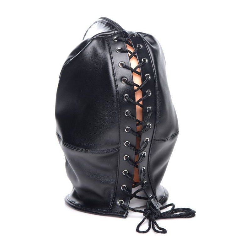 Zip Front Bondage Hood Black