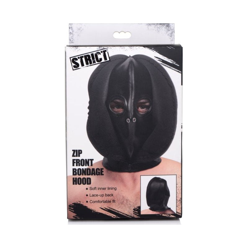 Zip Front Bondage Hood Black