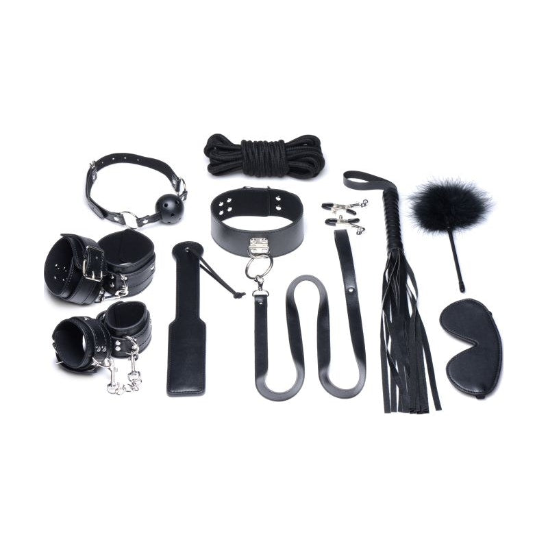 Deluxe 10 Piece Bondage Set Black