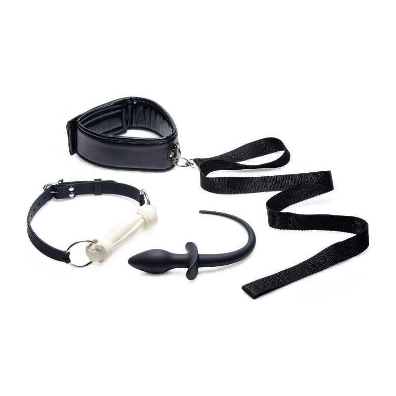 Puppy Play Set inc Gag, Plug, & Collar Black