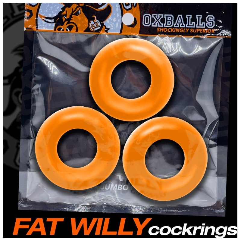 Fat Willy 3 Pc Jumbo Cockrings Orange