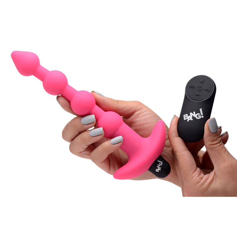Bang! Vibrating Anal Beads - Pink 19 cm USB Rechargeable Anal Beads with Wireless Remote