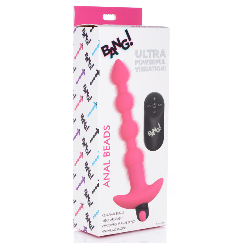 Bang! Vibrating Anal Beads - Pink 19 cm USB Rechargeable Anal Beads with Wireless Remote