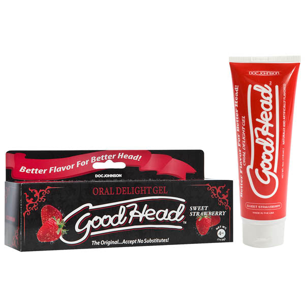 Doc Johnson GoodHead Oral Delight Gel - Sweet Strawberry Flavoured Oral Sex Lotion - 113 g Tube