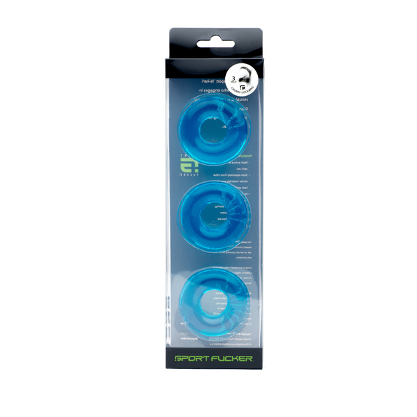 Sport Fucker Chubby Cockring 3 Pack Ice Blue