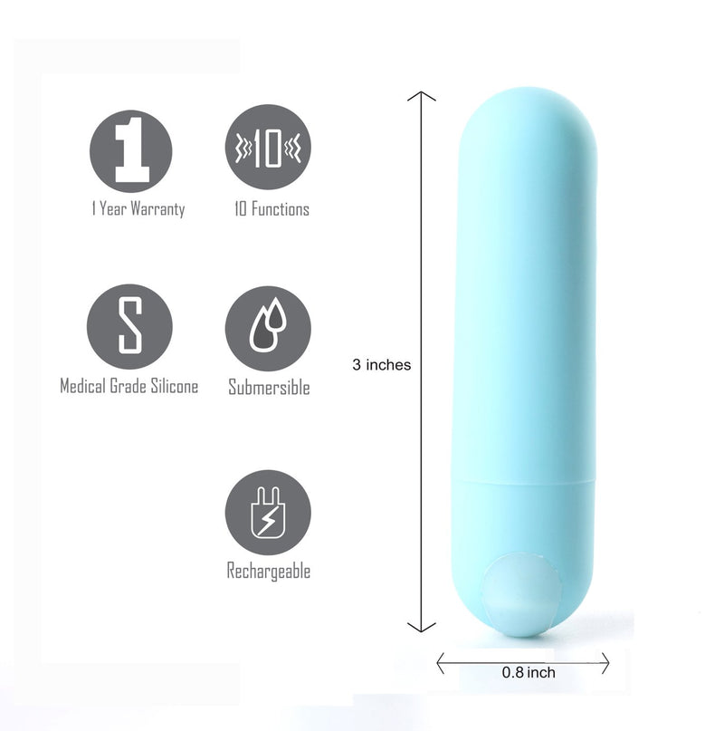Maia Jessi - Teal Blue 7.6 cm USB Rechargeable Bullet