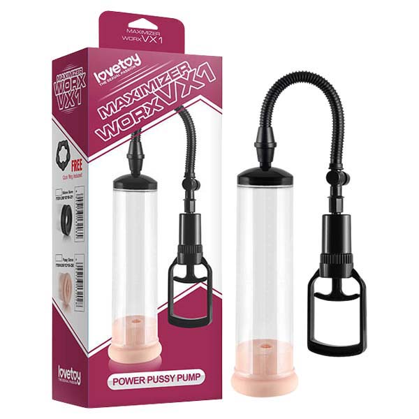 Lovetoy Maximizer Worx VX1 - Pussy Pump - Clear Penis Pump with Vagina Sleeve & Cock Ring