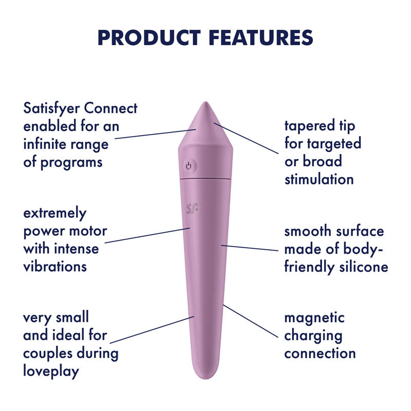 Satisfyer Ultra Power Bullet 8 - Lilac USB Rechargeable Bullet with App Control