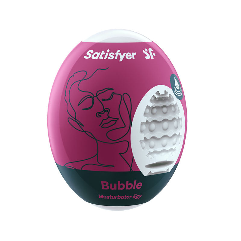 Satisfyer Masturbator Egg - Bubble - White Stroker Sleeve