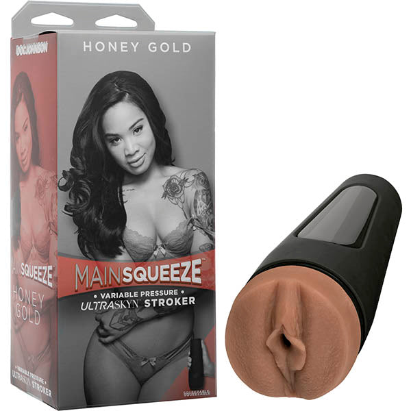 Doc Johnson Main Squeeze - Honey Gold - Tanned Hard Case Vagina Stroker