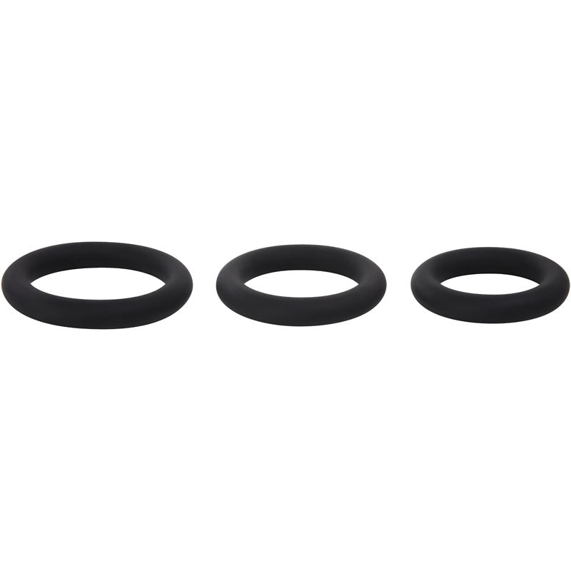 Adam & Eve Silicone Penis Ring Set - Black Cock Rings - Set of 3 Sizes