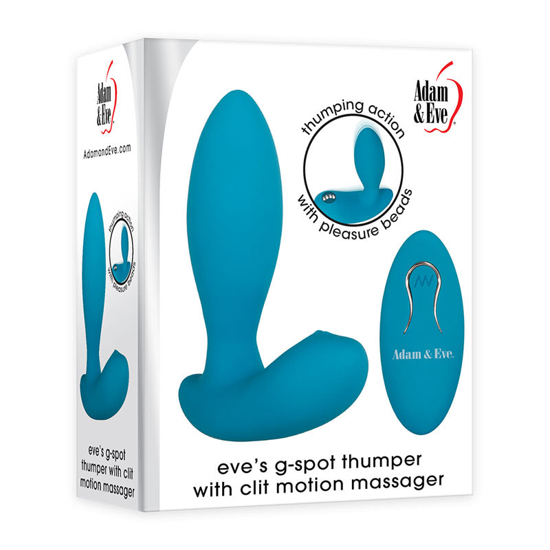 Adam & Eve G-Spot Thumper with Clit Motion Massager - Blue 11.4 cm USB Rechargeable Stimulator with