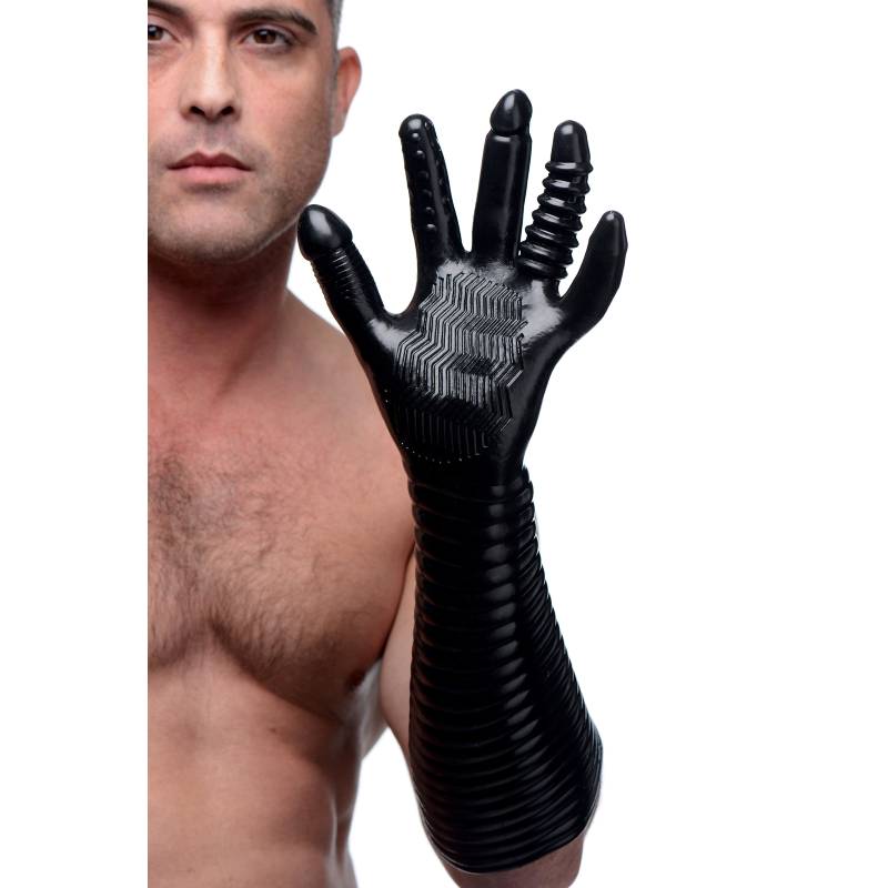 Master Series Pleasure Fister - Black Textured Fisting Glove