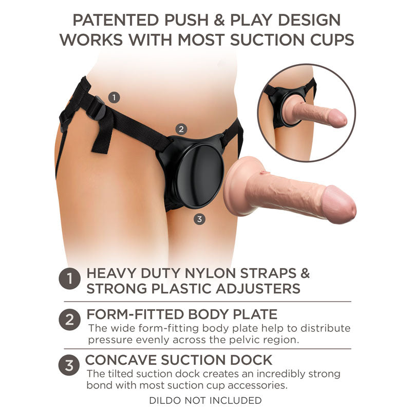 King Cock Elite Beginner's Body Dock Strap-On Harness - Black Adjustable Strap-On Harness (No probe
