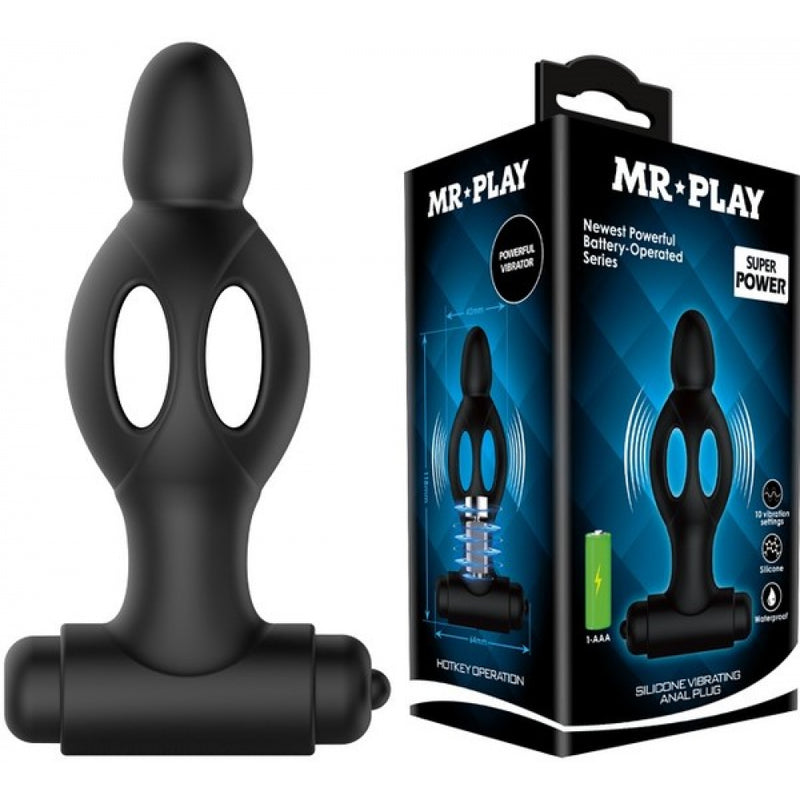 Silicone Vibrating Anal Plug (Black)