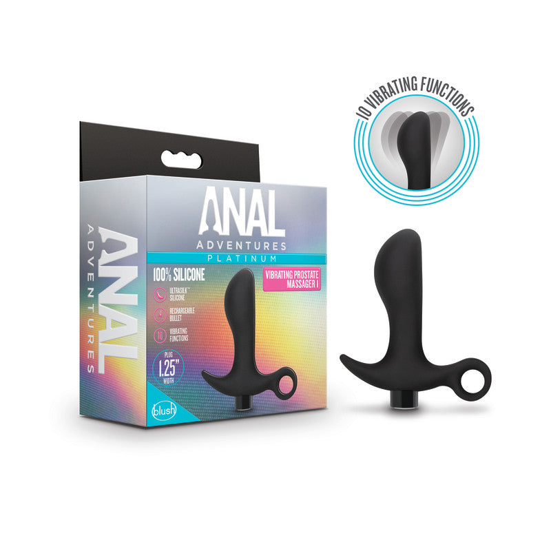 Anal Adventures Platinum Vibrating Prostate Massager 01 - Black 10.8 cm USB Rechargeable Prostate