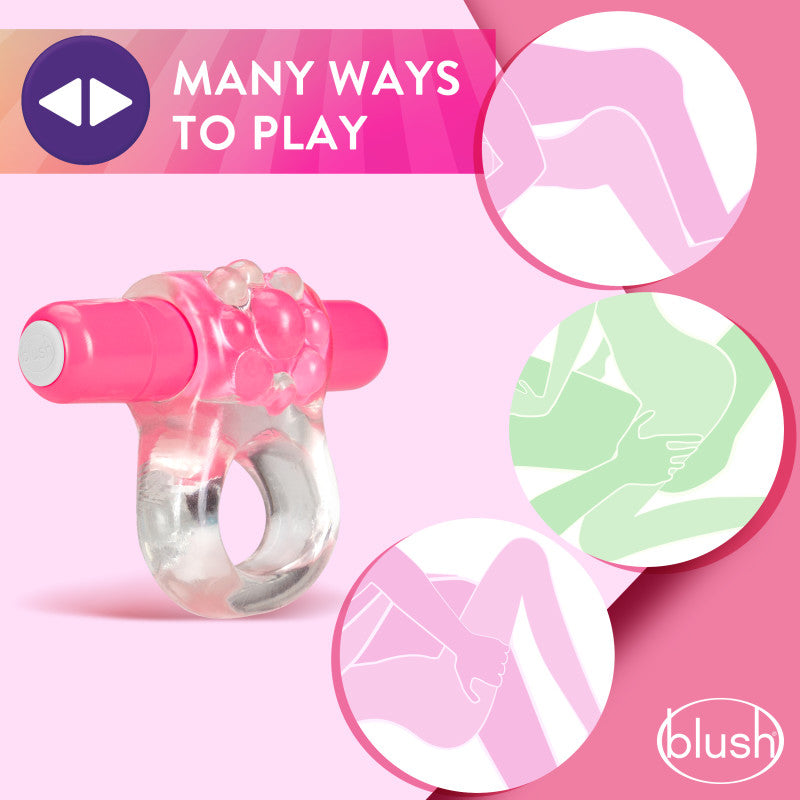 Play With Me Teaser Vibrating C-Ring - Clear/Pink Vibrating Cock Ring