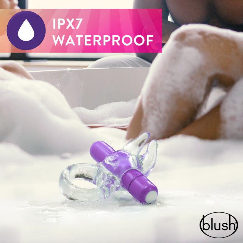 Play With Me Bull Vibrating C-Ring - Clear/Purple Vibrating Cock Ring