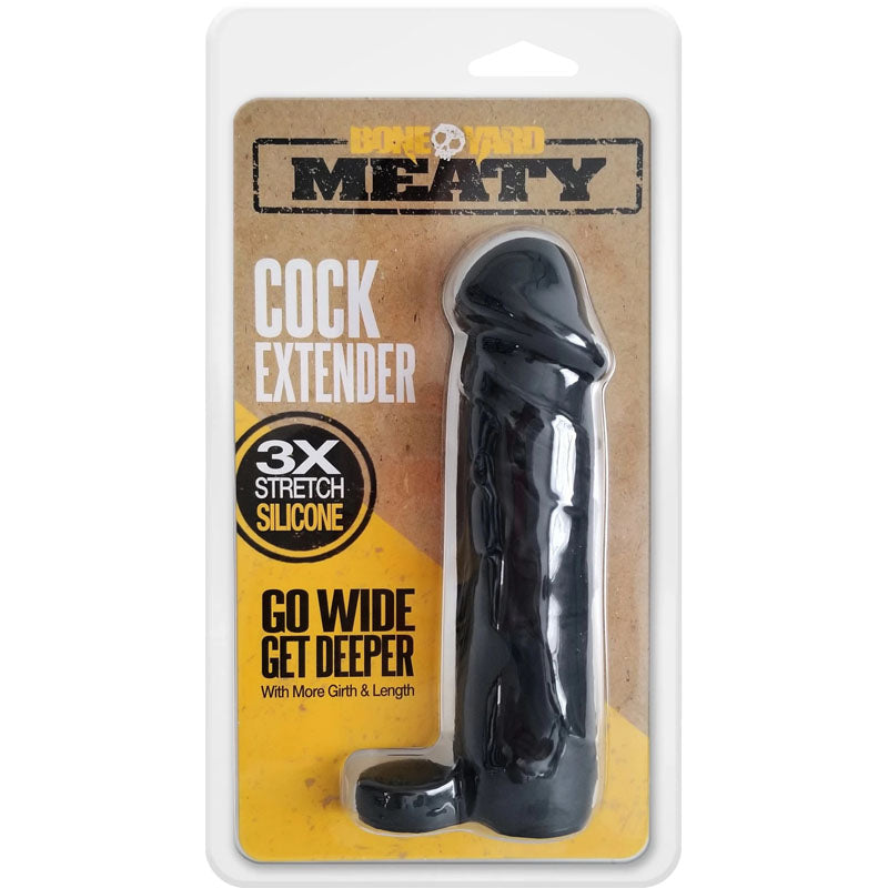 Boneyard Meaty Cock Extender Black - Black Penis Extender Sleeve