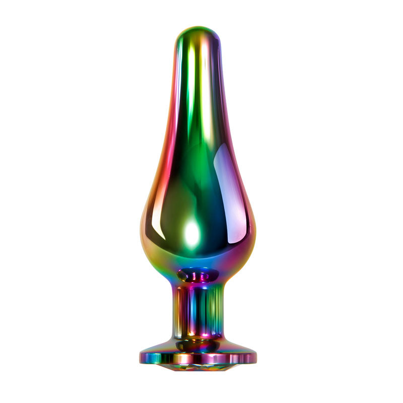 Evolved Rainbow Metal Plug - Small - Coloured 9.4 cm Small Butt Plug with Gem Base