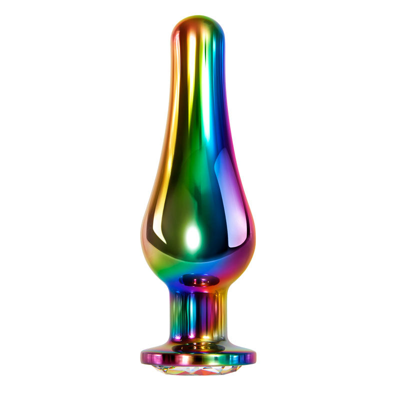 Evolved Rainbow Metal Plug - Large - Coloured 12.9 cm Large Butt Plug with Gem Base