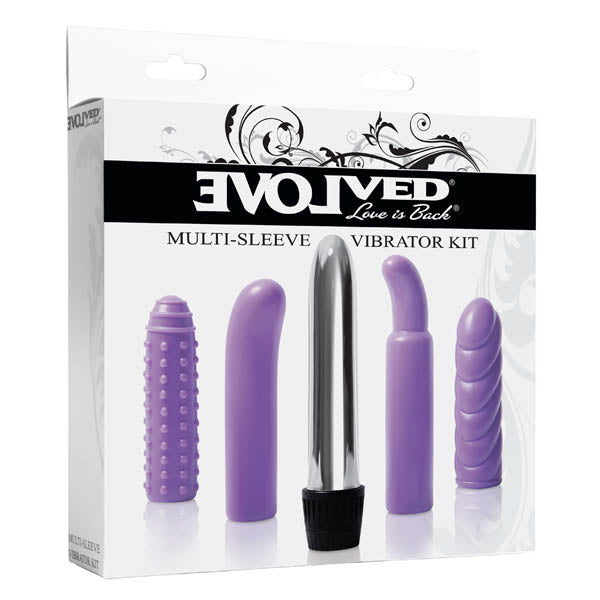 Evolved Multi-Sleeve Vibrator Kit - Silver Vibrator with 4 Sleeves